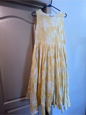 Sleeveless Yellow Floral Midi Dress - Women's